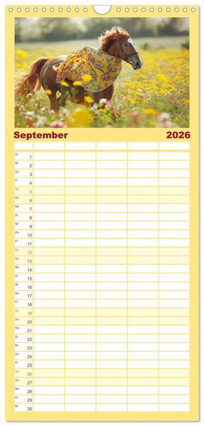 Produktbild: Familienplaner 2026 - Pferde-Fashion. Modische Highlights auf Hufen mit 5 Spalten (Wandkalender, 21 x 45 cm) CALVENDO