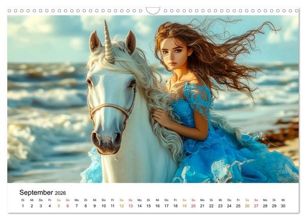 Produktbild: Einhorn-Welten - zwischen Fantasie und Wirklichkeit (Wandkalender 2026 DIN A3 quer), CALVENDO Monatskalender