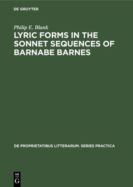 Produktbild: Lyric forms in the sonnet sequences of Barnabe Barnes