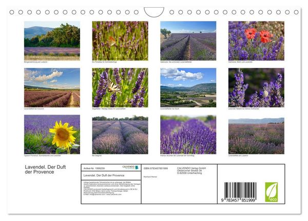 Produktbild: Lavendel. Der Duft der Provence (Wandkalender 2026 DIN A4 quer), CALVENDO Monatskalender