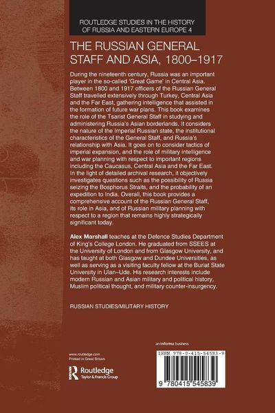 Produktbild: The Russian General Staff and Asia, 1860-1917