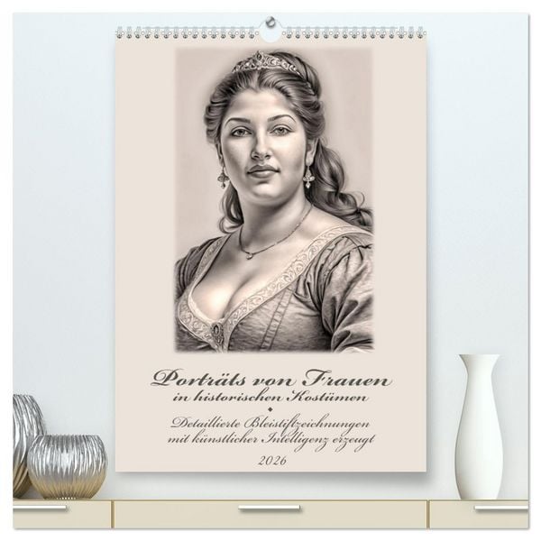 Porträts von Frauen in historischen Kostümen (hochwertiger Premium Wandkalender 2026 DIN A2 hoch), Kunstdruck in Hochglanz