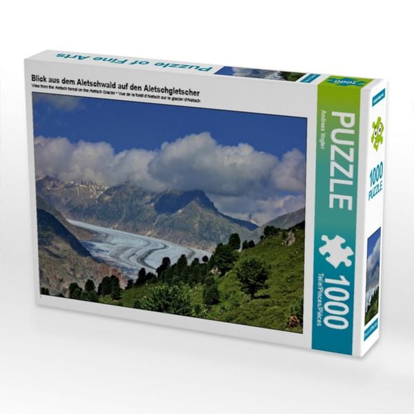 Blick aus dem Aletschwald auf den Aletschgletscher (Puzzle)