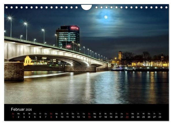 Produktbild: K&ouml;ln bei Nacht - dunkelbunte Stadt (Wandkalender 2026 DIN A4 quer), CALVENDO Monatskalender