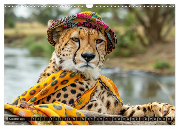 Produktbild: Savannen-Style. Stilvoller Raubkatzen-Chic (Wandkalender 2026 DIN A3 quer), CALVENDO Monatskalender