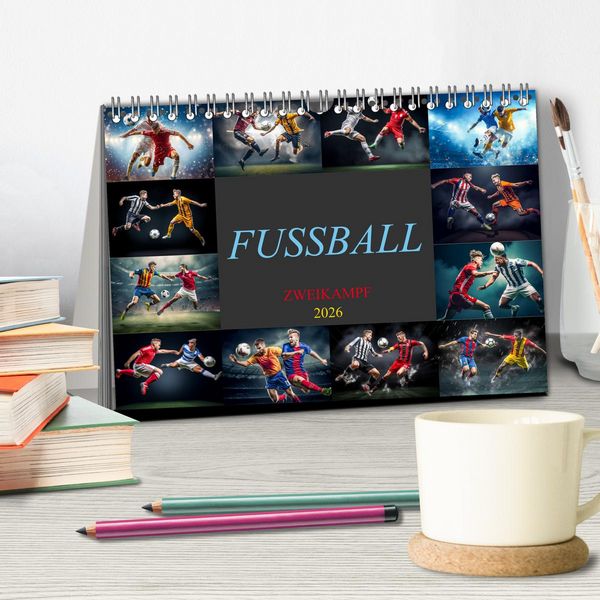 Produktbild: Fussball - Zweikampf (Tischkalender 2026 DIN A5 quer), CALVENDO Monatskalender