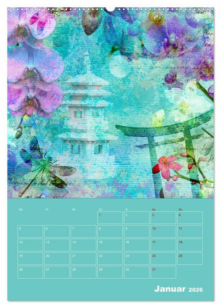Produktbild: Kunterbunt gemischt - Kunterbunt gemischt - Farbenfroher Jahresplaner mit aufw&auml;ndigen Pflanzencollagen (hochwertiger Premium Wandkalender 2026 DIN A2 hoch), Kunstdruck in Hochglanz