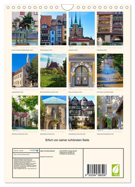 Produktbild: Erfurt von seiner sch&ouml;nsten Seite (Wandkalender 2027 DIN A4 hoch), CALVENDO Monatskalender
