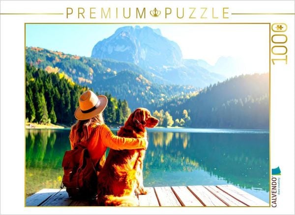 CALVENDO Puzzle Mit Hund am Bergsee | 1000 Teile Lege-Größe 64x48cm Foto-Puzzle für glückliche Stunden, Sonstige von , Calvendo Puzzle, 4066851986180