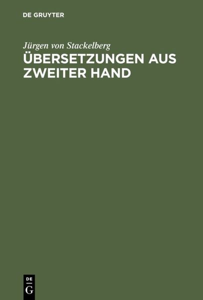 Produktbild: &Uuml;bersetzungen aus zweiter Hand