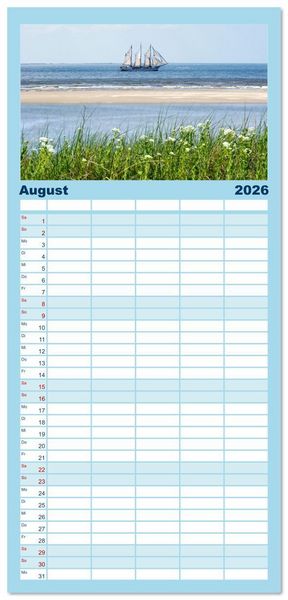 Produktbild: Familienplaner 2026 - Buntes und bl&uuml;hendes Borkum mit 5 Spalten (Wandkalender, 21 x 45 cm) CALVENDO