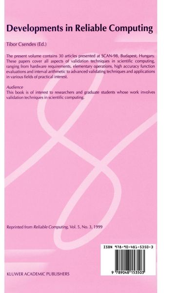 Produktbild: Developments in Reliable Computing