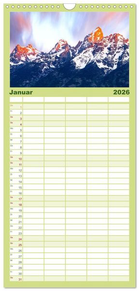 Produktbild: Familienplaner 2026 - Wyoming - Der Bundesstaat der gro&szlig;en Ebenen. mit 5 Spalten (Wandkalender, 21 x 45 cm) CALVENDO