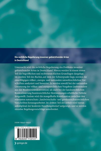 Produktbild: Die rechtliche Regulierung invasiver gebietsfremder Arten in Deutschland