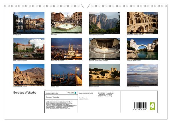 Produktbild: Europas Welterbe (Wandkalender 2026 DIN A3 quer), CALVENDO Monatskalender