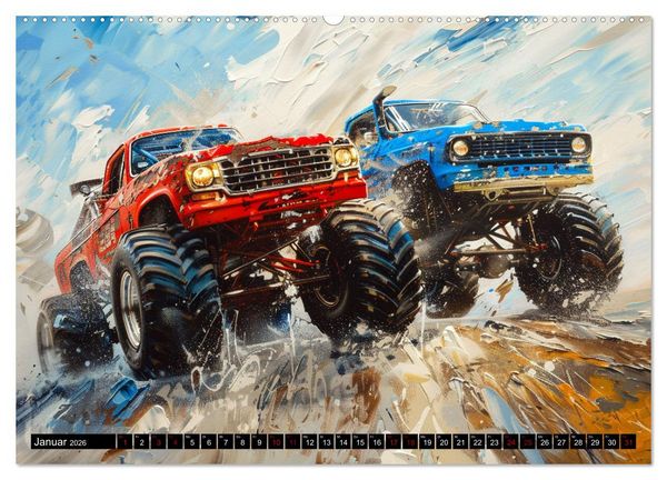 Produktbild: Wilde Monstertrucks (Wandkalender 2026 DIN A2 quer), CALVENDO Monatskalender