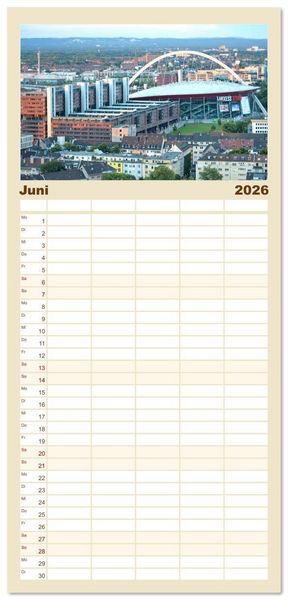 Produktbild: Familienplaner 2026 - Von K&ouml;lner D&auml;chern mit 5 Spalten (Wandkalender, 21 x 45 cm) CALVENDO