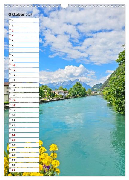 Produktbild: Schweizer Ansichten - Berge, Fl&uuml;sse und Seen in der Schweiz (Wandkalender 2026 DIN A3 hoch), CALVENDO Monatskalender