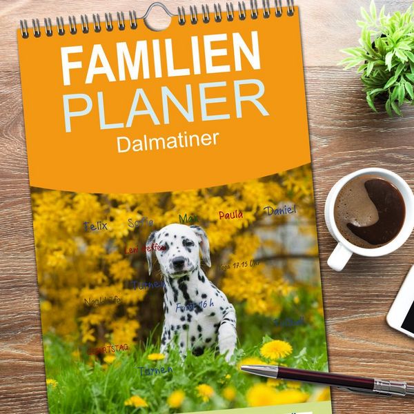 Produktbild: Familienplaner 2026 - Dalmatiner mit 5 Spalten (Wandkalender, 21 x 45 cm) CALVENDO