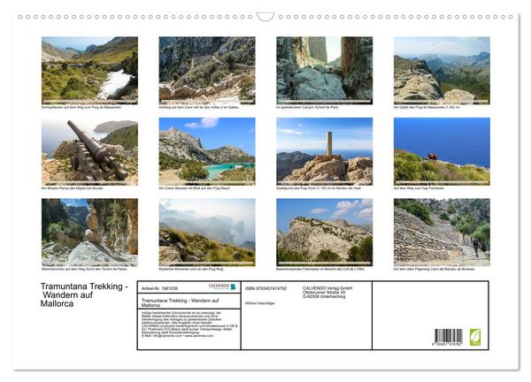 Produktbild: Tramuntana Trekking - Wandern auf Mallorca (Wandkalender 2026 DIN A2 quer), CALVENDO Monatskalender