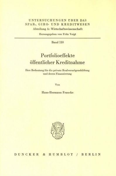 Produktbild: Portfolioeffekte &ouml;ffentlicher Kreditnahme.