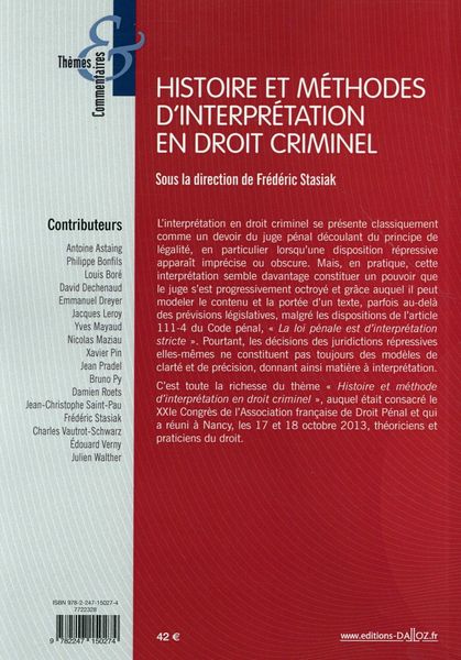 Produktbild: Histoire et Methodes D'Interpretation en Droit Criminel