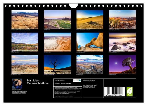 Produktbild: Namibia - Sehnsucht Afrika (Wandkalender 2026 DIN A4 quer), CALVENDO Monatskalender