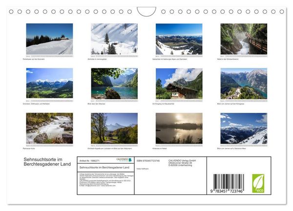 Produktbild: Sehnsuchtsorte im Berchtesgadener Land (Wandkalender 2026 DIN A4 quer), CALVENDO Monatskalender