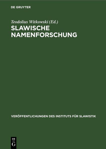 Produktbild: Slawische Namenforschung