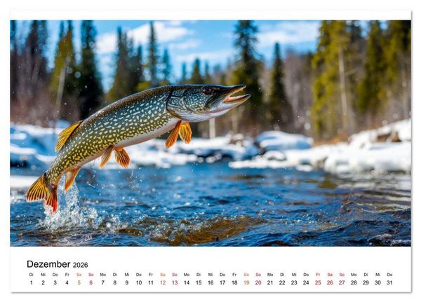 Produktbild: Jagd auf den Hecht (Tischkalender 2026 DIN A5 quer), CALVENDO Monatskalender