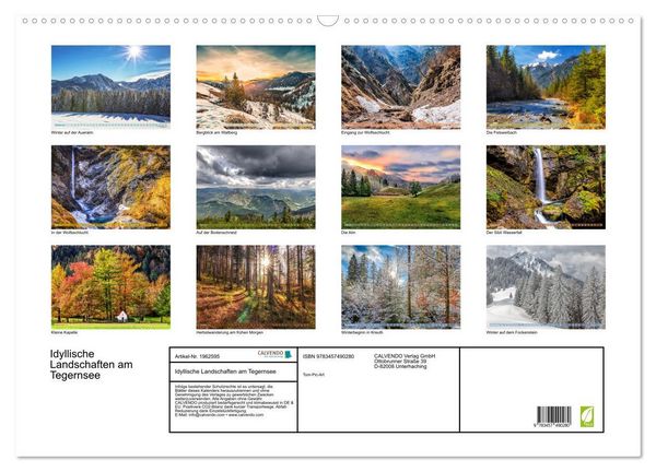 Produktbild: Idyllische Landschaften am Tegernsee (Wandkalender 2026 DIN A2 quer), CALVENDO Monatskalender