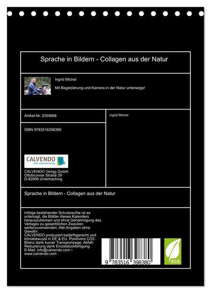 Produktbild: Sprache in Bildern - Collagen aus der Natur (Tischkalender 2026 DIN A5 hoch), CALVENDO Monatskalender