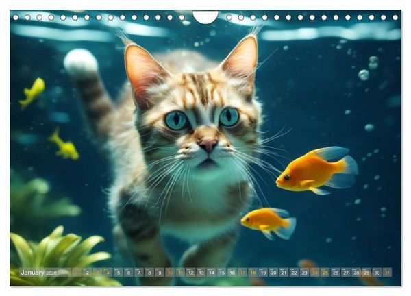 Produktbild: Cats underwater (Wall Calendar 2026 DIN A4 landscape), CALVENDO 12 Month Wall Calendar