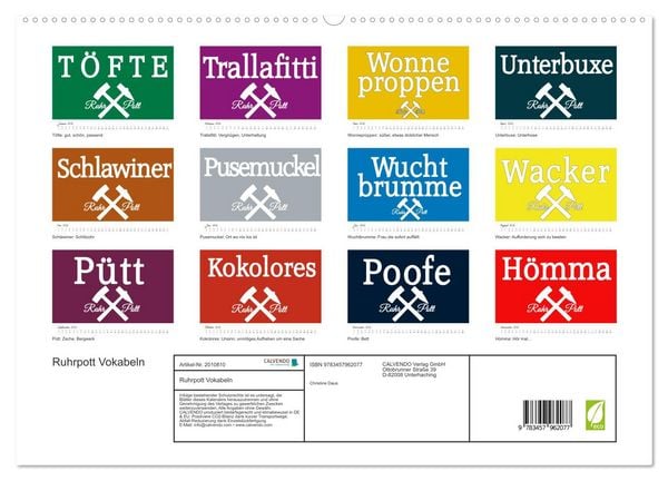 Produktbild: Ruhrpott Vokabeln (hochwertiger Premium Wandkalender 2026 DIN A2 quer), Kunstdruck in Hochglanz