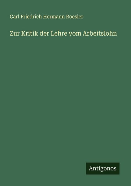 Produktbild: Zur Kritik der Lehre vom Arbeitslohn