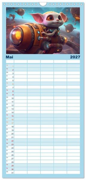 Produktbild: Familienplaner 2027 - Spannendes Weltraumabenteuer mit 5 Spalten (Wandkalender, 21 x 45 cm) CALVENDO
