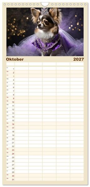 Produktbild: Familienplaner 2027 - Kleine Hunde - Gro&szlig;e Diven mit 5 Spalten (Wandkalender, 21 x 45 cm) CALVENDO