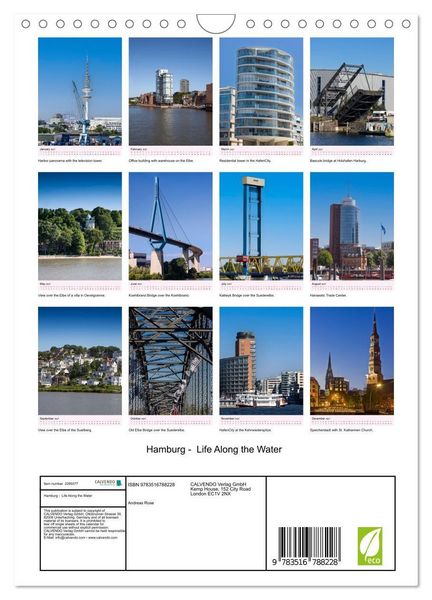 Produktbild: Hamburg - Life Along the Water (Wall Calendar 2027 DIN A4 portrait), CALVENDO 12 Month Wall Calendar