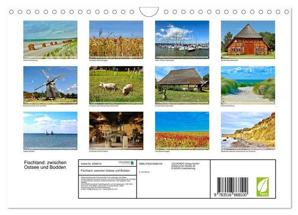 Produktbild: Fischland: zwischen Ostsee und Bodden (Wandkalender 2026 DIN A4 quer), CALVENDO Monatskalender