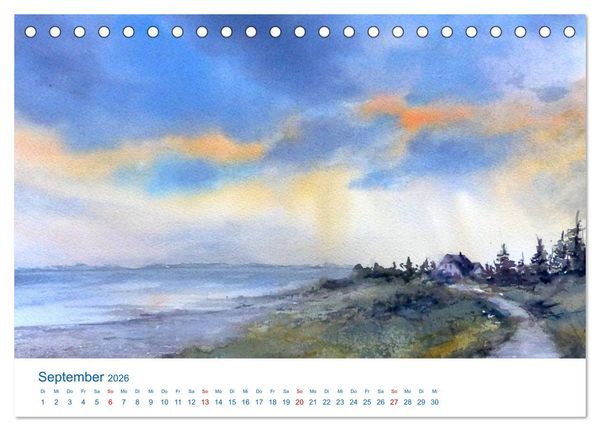 Produktbild: F&ouml;hr - Aquarelle (Tischkalender 2026 DIN A5 quer), CALVENDO Monatskalender
