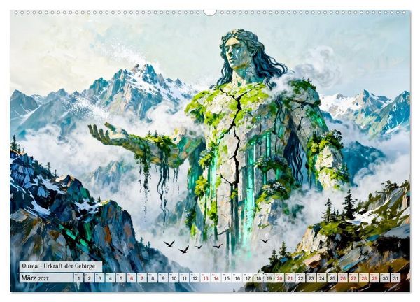Produktbild: G&ouml;tter der Elemente - Griechische Mythologie Kunstkalender (hochwertiger Premium Wandkalender 2027 DIN A2 quer), Kunstdruck in Hochglanz