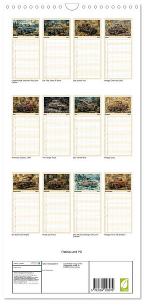 Produktbild: Familienplaner 2027 - Patina und PS mit 5 Spalten (Wandkalender, 21 x 45 cm) CALVENDO