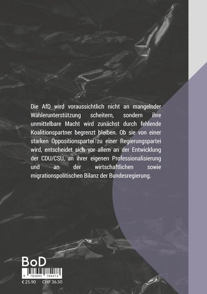 Produktbild: Die AfD im politischen Gef&uuml;ge der Bundesrepublik Deutschland