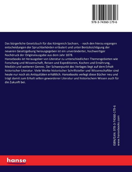 Produktbild: Das b&uuml;rgerliche Gesetzbuch f&uuml;r das K&ouml;nigreich Sachsen,