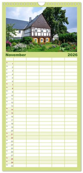 Produktbild: Familienplaner 2026 - Umgebindeh&auml;user in der Oberlausitz mit 5 Spalten (Wandkalender, 21 x 45 cm) CALVENDO