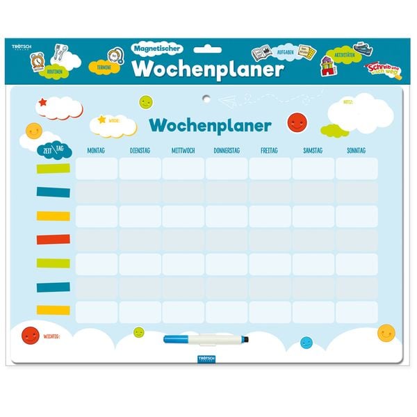 Produktbild: Tr&ouml;tsch Magnetischer Wochenplaner Magnettafel mit Stift und Magneten