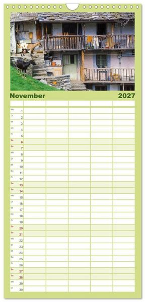 Produktbild: Familienplaner 2027 - TESSIN Werner Dieterich mit 5 Spalten (Wandkalender, 21 x 45 cm) CALVENDO