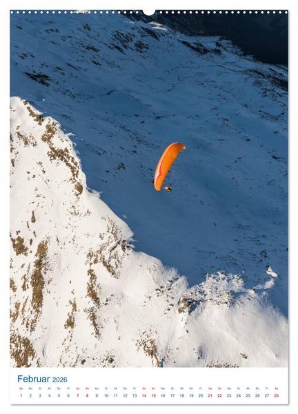 Produktbild: Paragliding - von gr&uuml;nen Wiesen zu schroffen Gletschen (Wandkalender 2026 DIN A2 hoch), CALVENDO Monatskalender