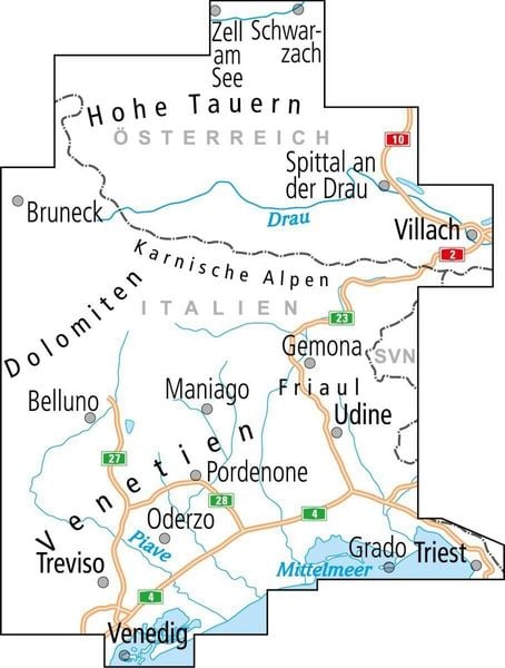 Produktbild: BVA ADFC Radtourenkarte Venedig, Friaul - K&auml;rnten West, Salzburger Land S&uuml;d, 1:150.000
