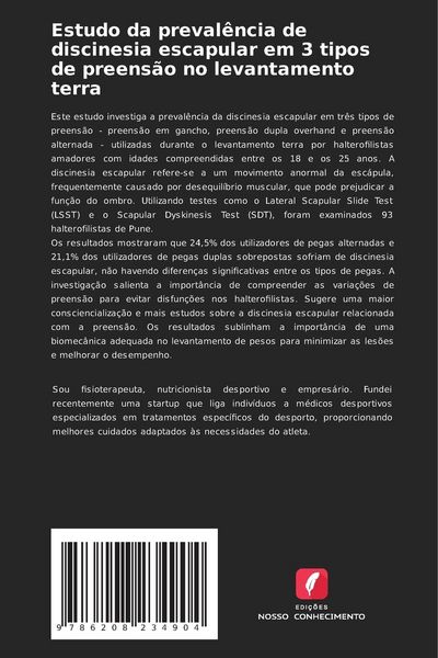 Produktbild: Estudo da preval&ecirc;ncia de discinesia escapular em 3 tipos de preens&atilde;o no levantamento terra